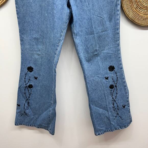 Vintage Y2K 2000s Zana Di Jeans Flower Embroidered Flare Jeans Plus Size 20 - Picture 4 of 6